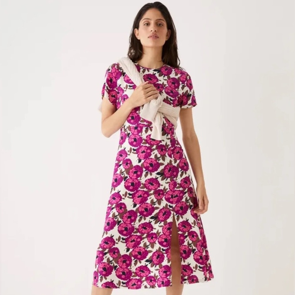 Frank & Oak Vibrant Pink Floral Midi Dress (NWOT)